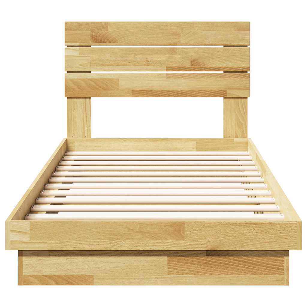 Bed Frame with Headboard without Mattress 80x200 cm Solid Wood Oak