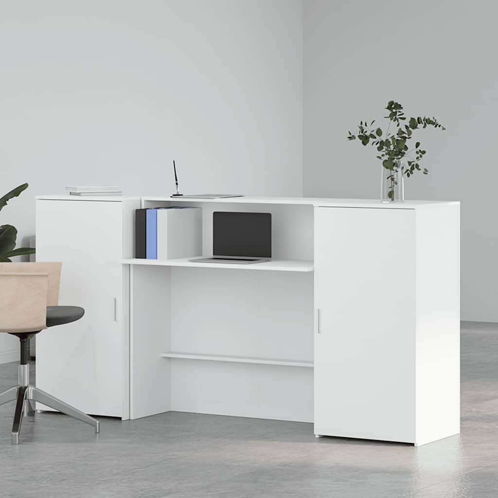 Reception Desk White 200x50x103.5 cm Engineered Wood