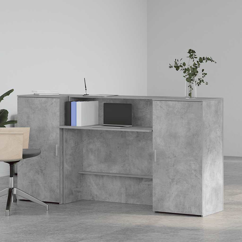 Reception Desk Concrete Grey 200x50x103.5 cm Engineered Wood