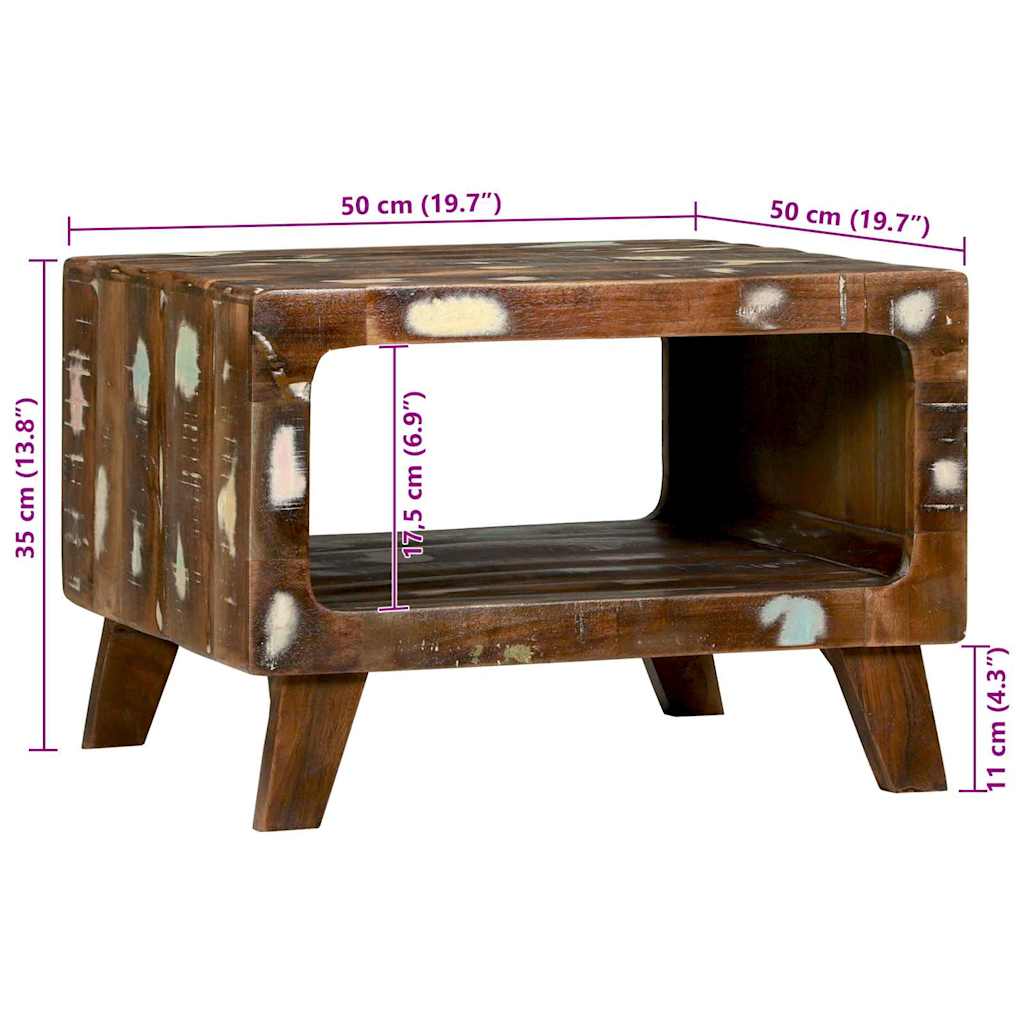 Coffee Table Multicolour 50 x 50 x 35 cm Solid reclaimed wood