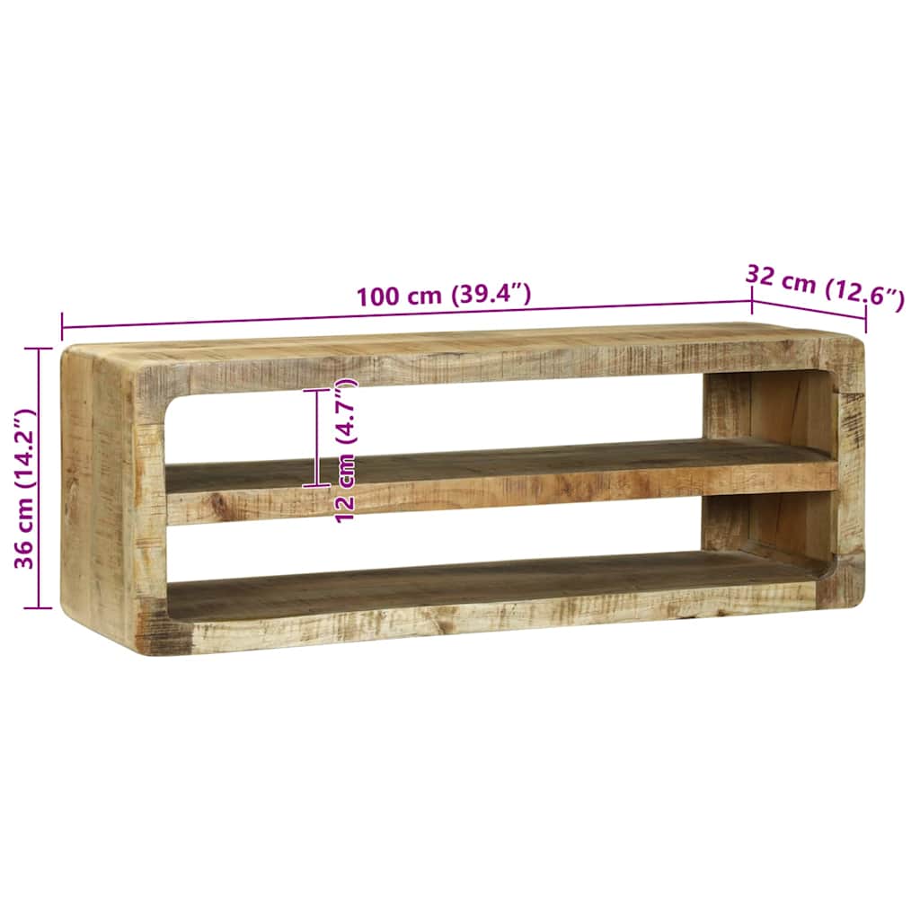 TV Cabinet with Shelf Brown 100 x 32 x 36 cm Solid Mango wood