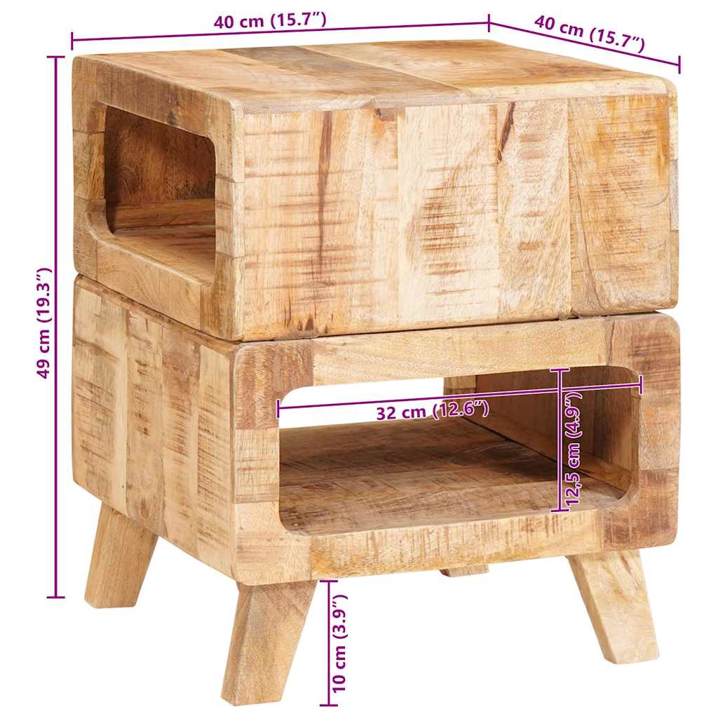 End Tables with Shelf Brown 40 x 40 x 49 cm Solid mango wood