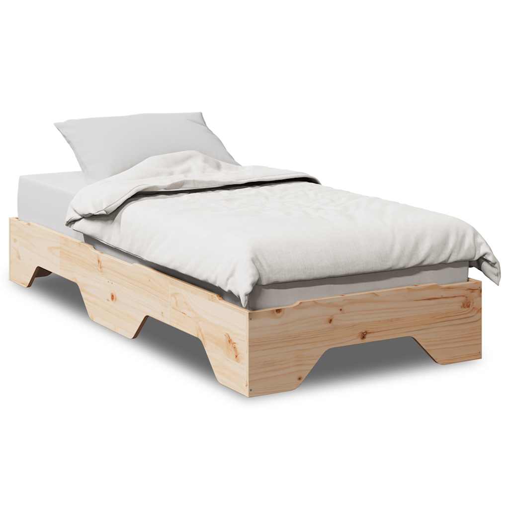 Bed Frame No Mattress Stackable 100x200 cm Solid Wood