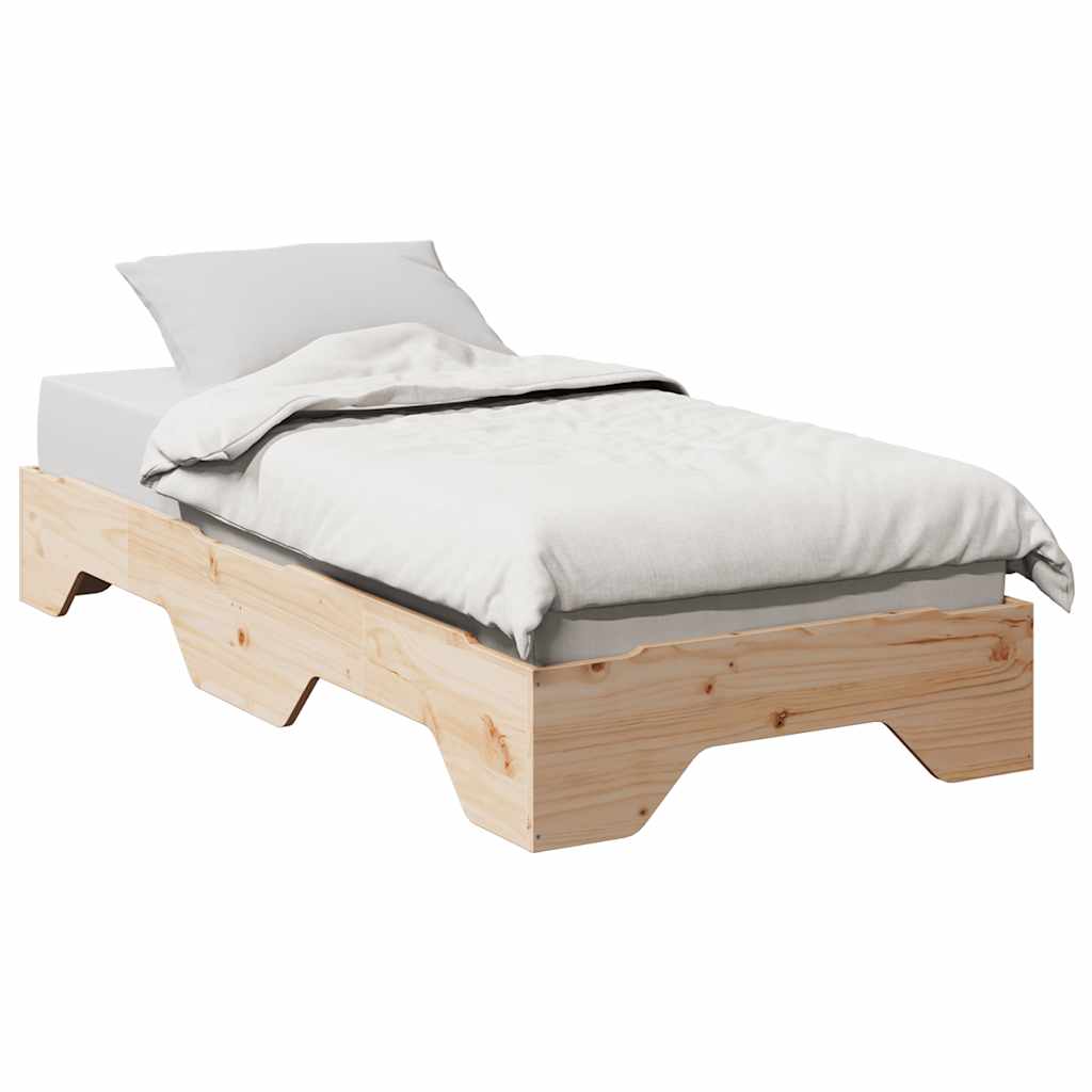 Bed Frame No Mattress Stackable 90x200 cm Solid Wood