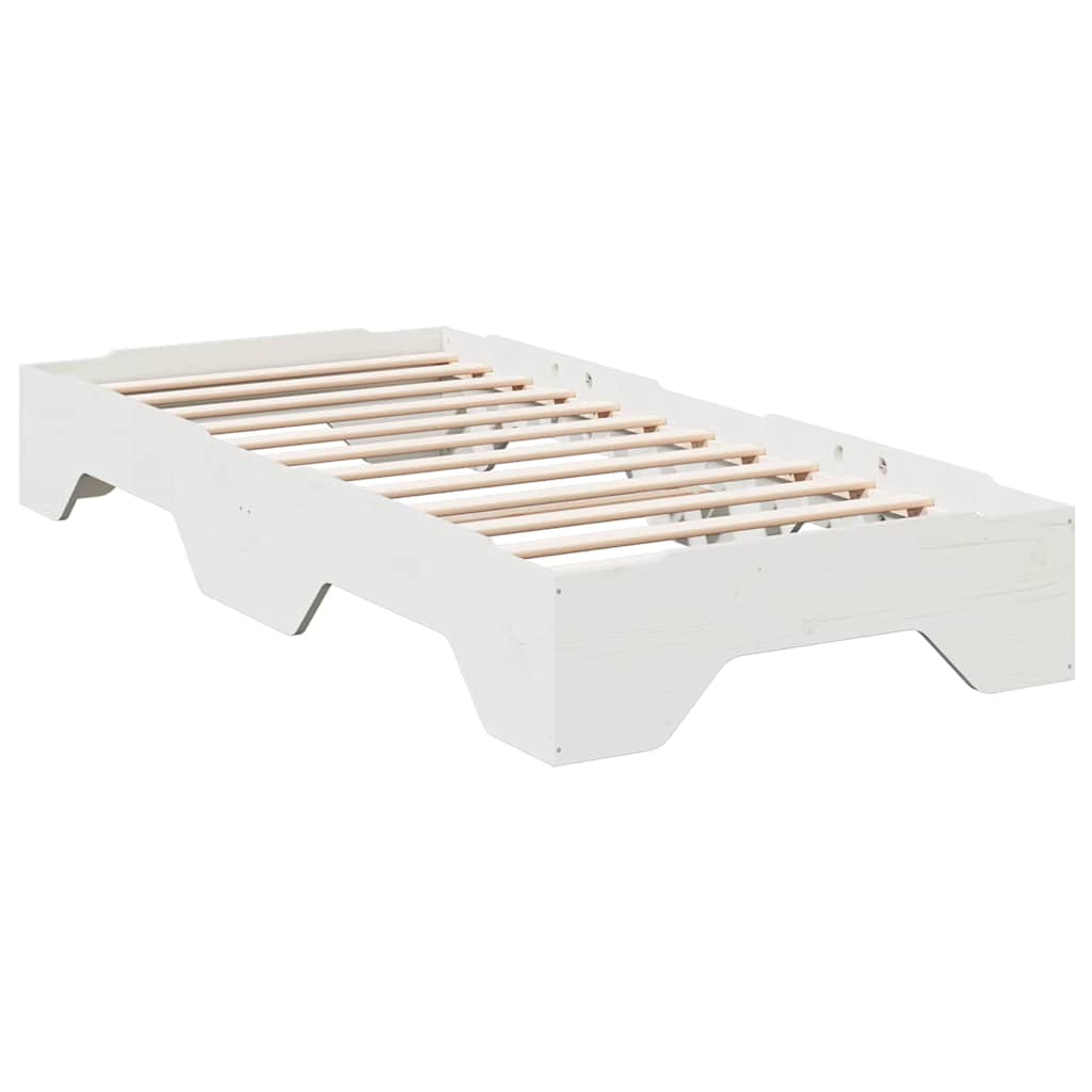 Bed Frame No Mattress Stackable White 80x200 cm Solid Wood