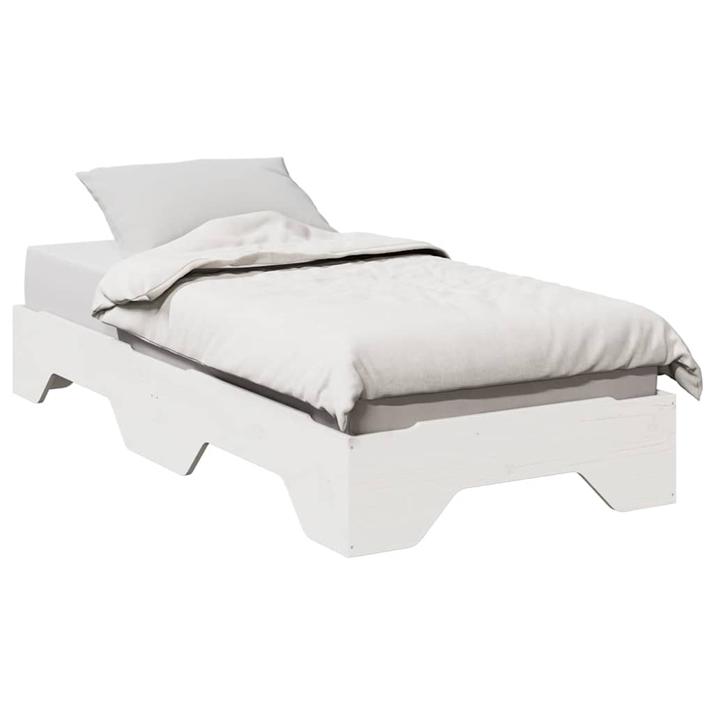 Bed Frame No Mattress Stackable White 80x200 cm Solid Wood