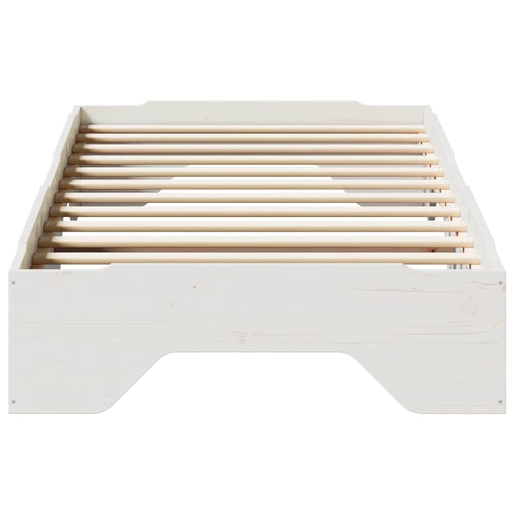 Bed Frame No Mattress Stackable White 80x200 cm Solid Wood