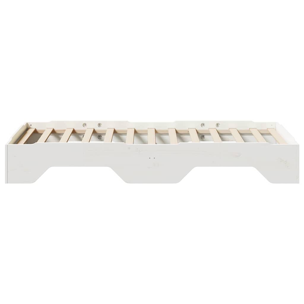 Bed Frame No Mattress Stackable White 80x200 cm Solid Wood