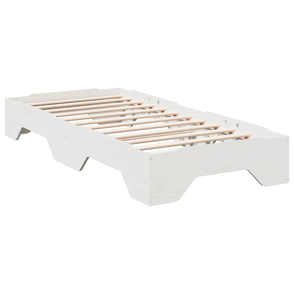 Bed Frame No Mattress Stackable White 80x200 cm Solid Wood