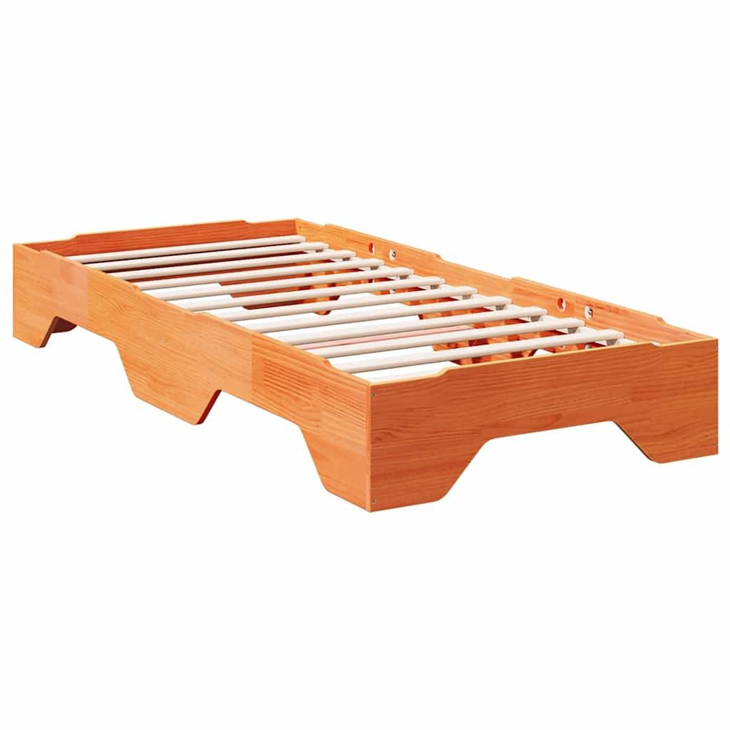 Bed Frame No Mattress Stackable Wax Brown 80x200 cm Solid Wood