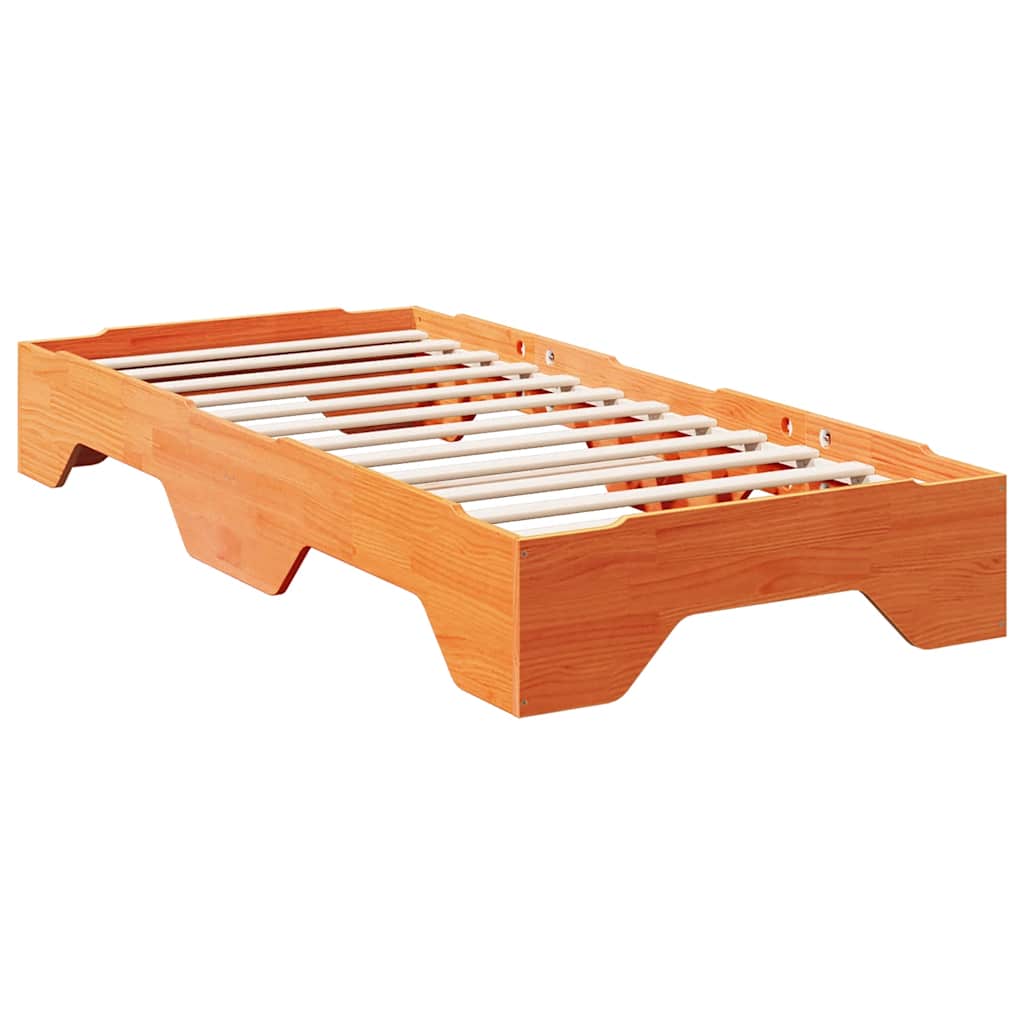 Bed Frame No Mattress Stackable Wax Brown 80x200 cm Solid Wood