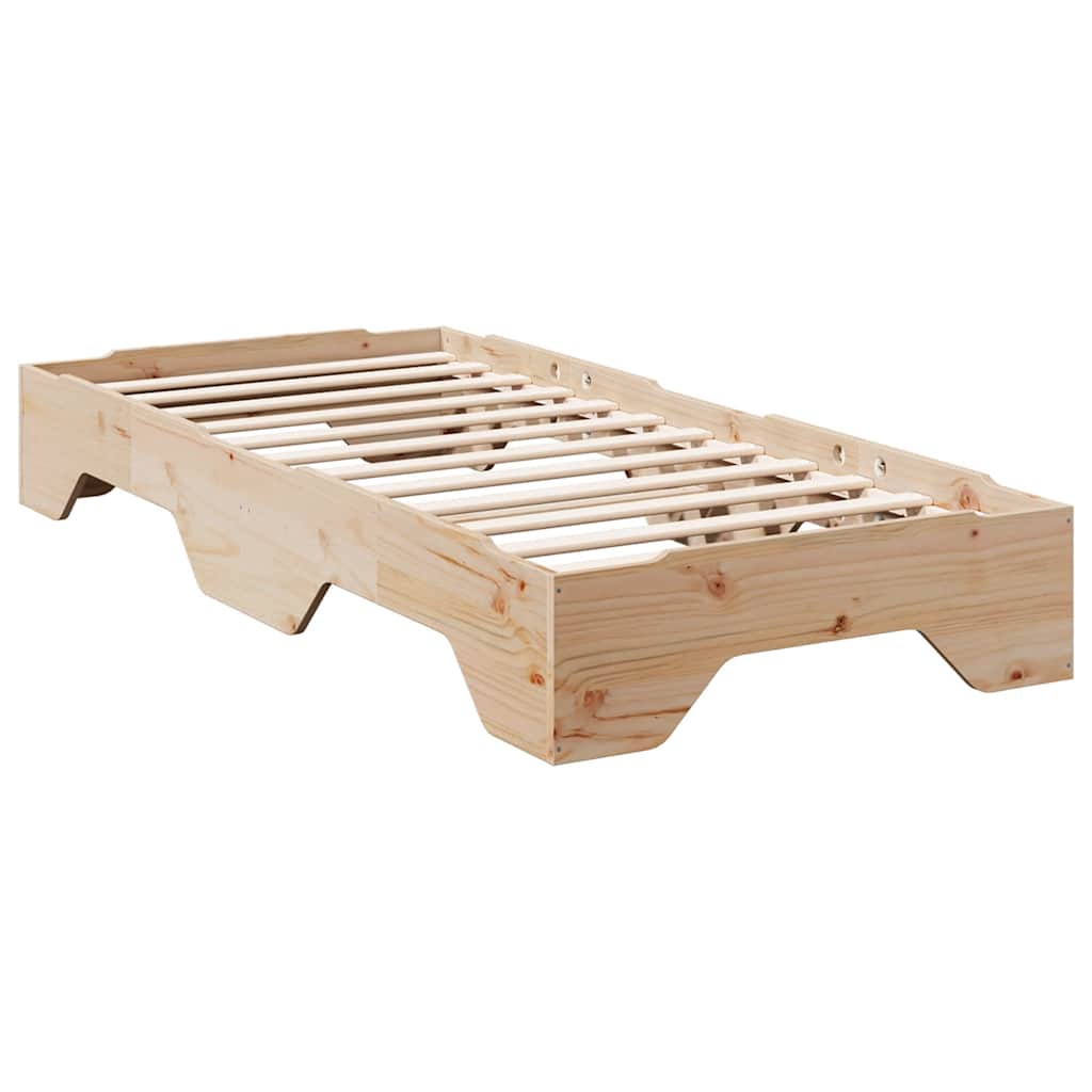 Bed Frame No Mattress Stackable 90x190 cm Single Solid Wood