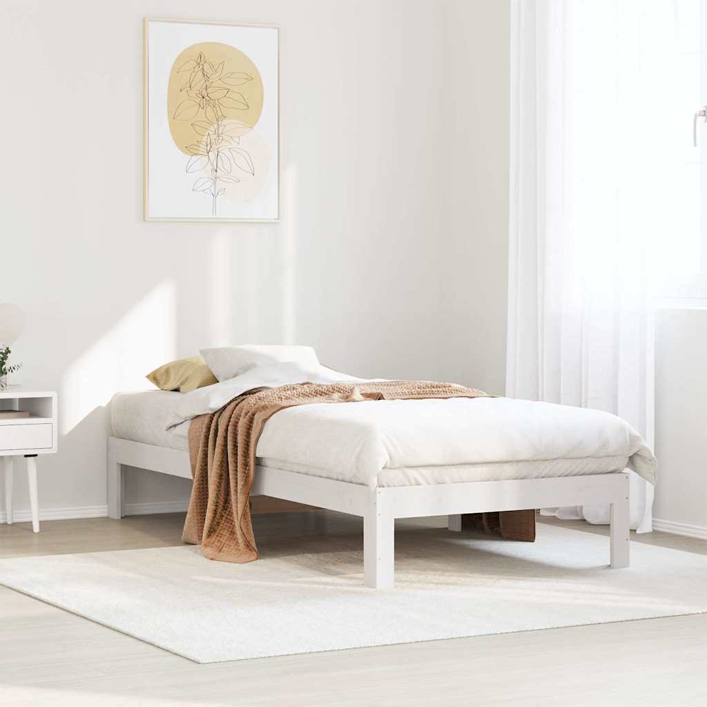 Bed Frame without Mattress White 80x200 cm Solid Wood Pine