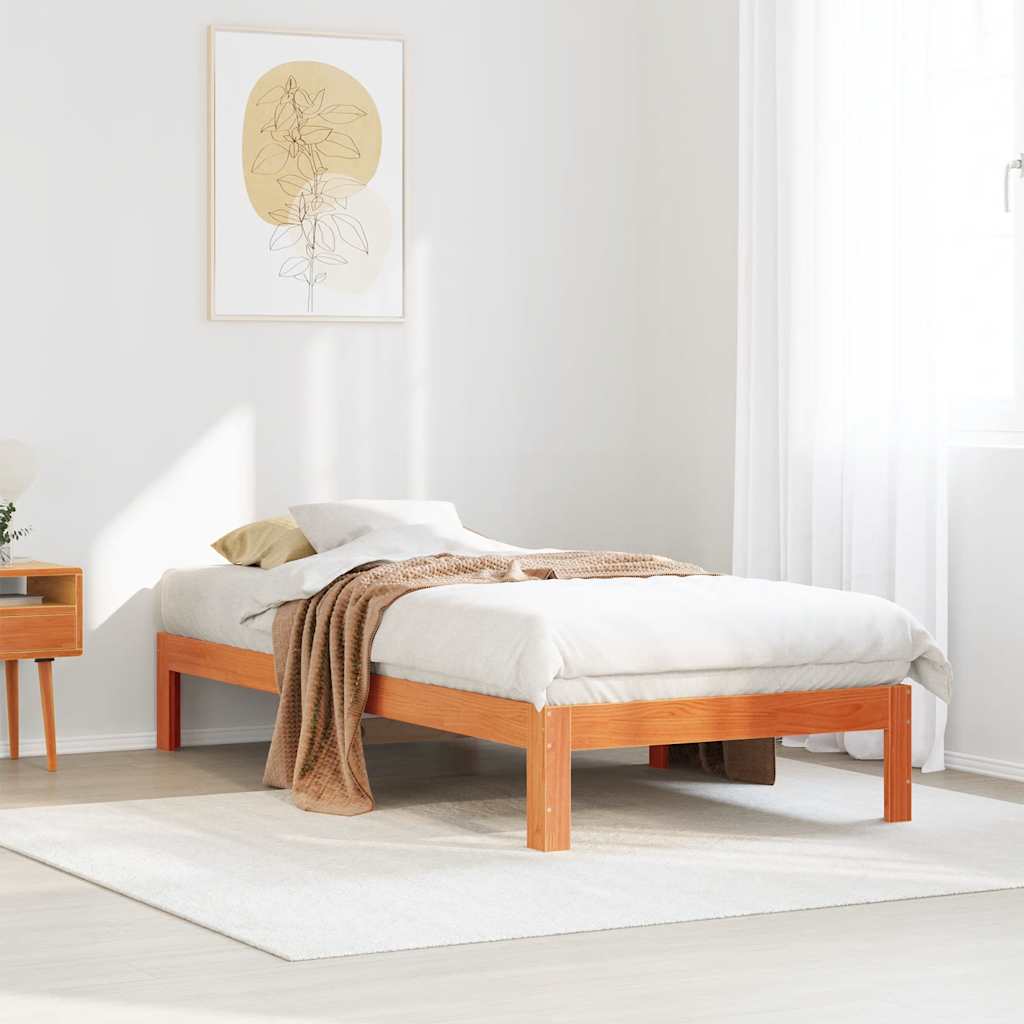 Bed Frame without Mattress Wax Brown 80x200 cm Solid Wood Pine