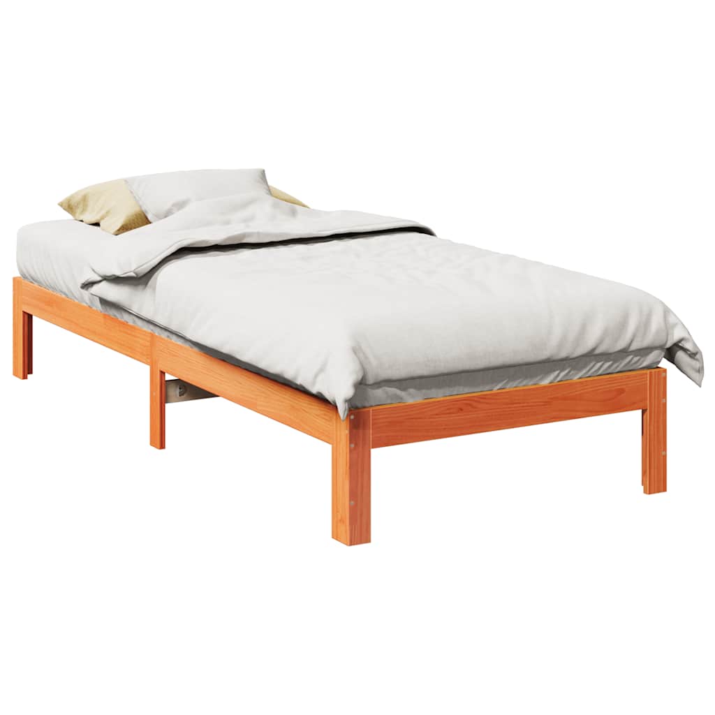 Bed Frame without Mattress Wax Brown 80x200 cm Solid Wood Pine