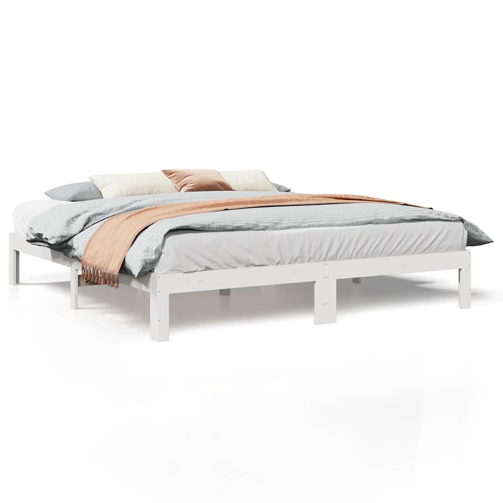Bed Frame without Mattress White 160x200 cm Solid Wood Pine