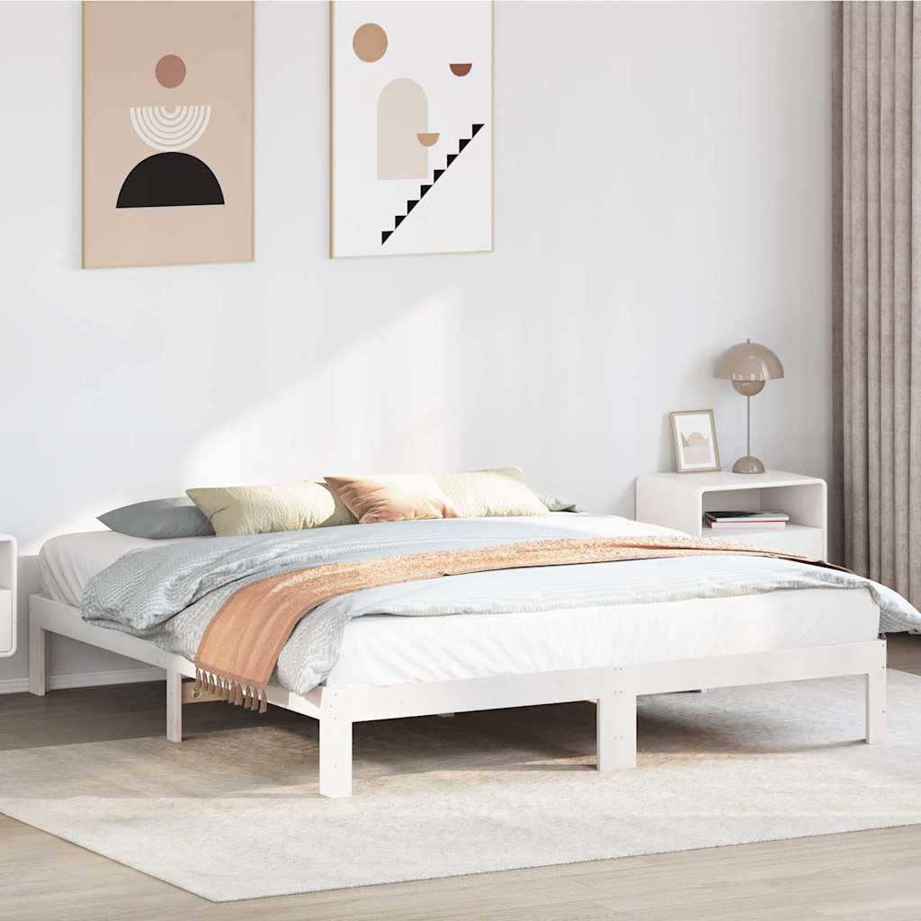 Bed Frame without Mattress White 160x200 cm Solid Wood Pine