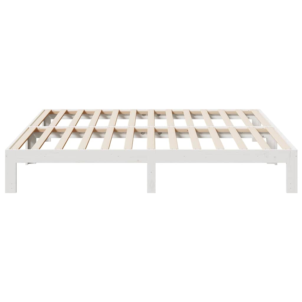 Bed Frame without Mattress White 160x200 cm Solid Wood Pine