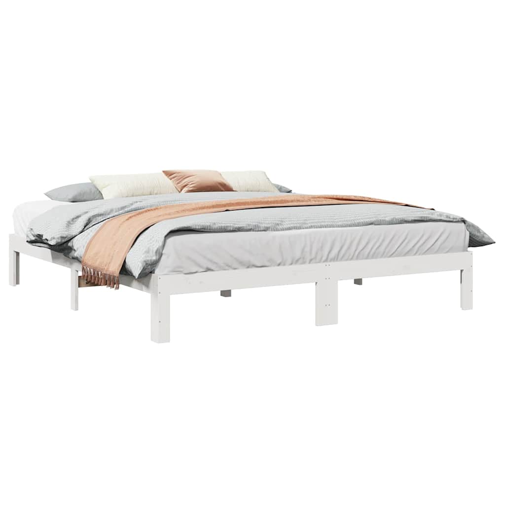 Bed Frame without Mattress White 160x200 cm Solid Wood Pine