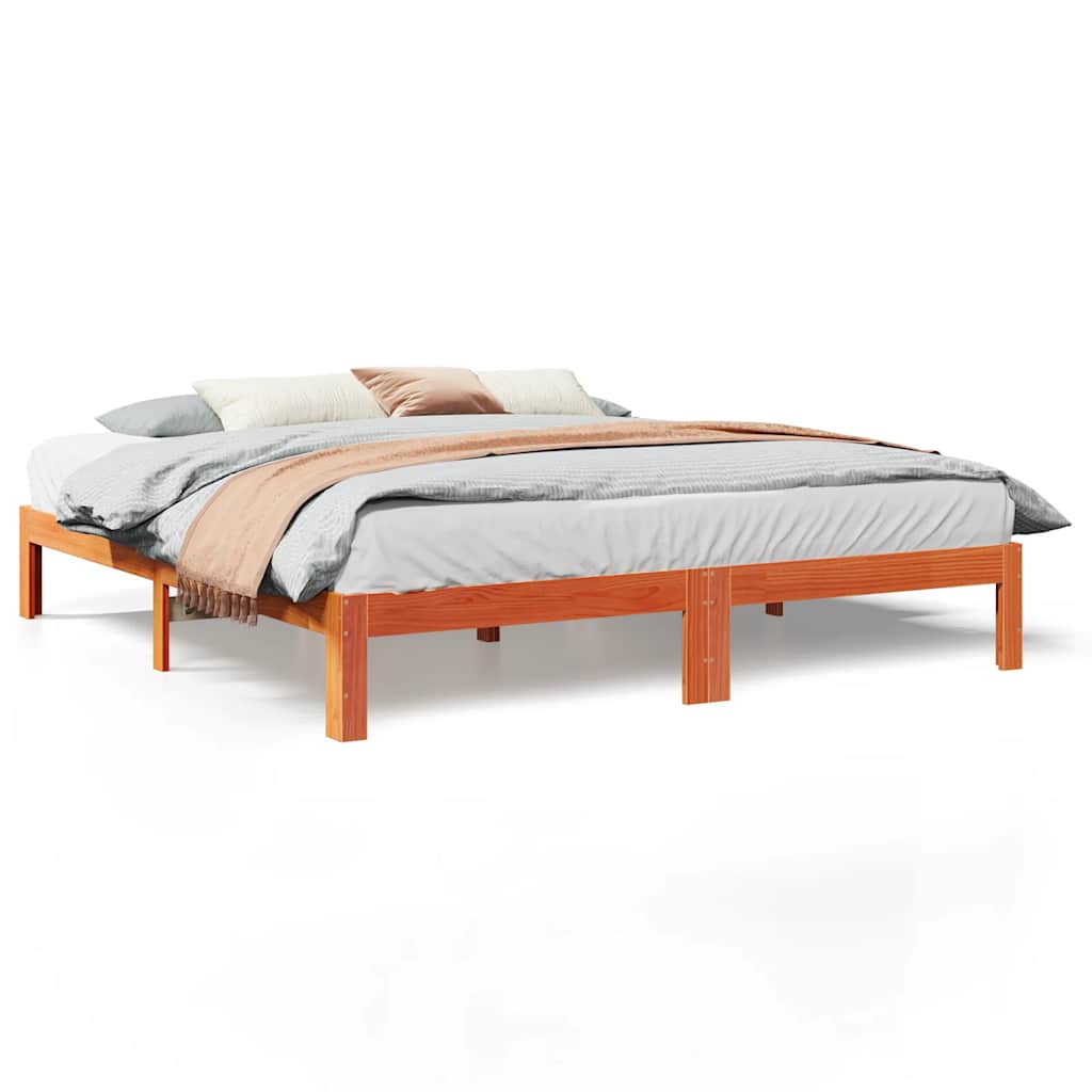 Bed Frame without Mattress Wax Brown 160x200 cm Solid Wood Pine