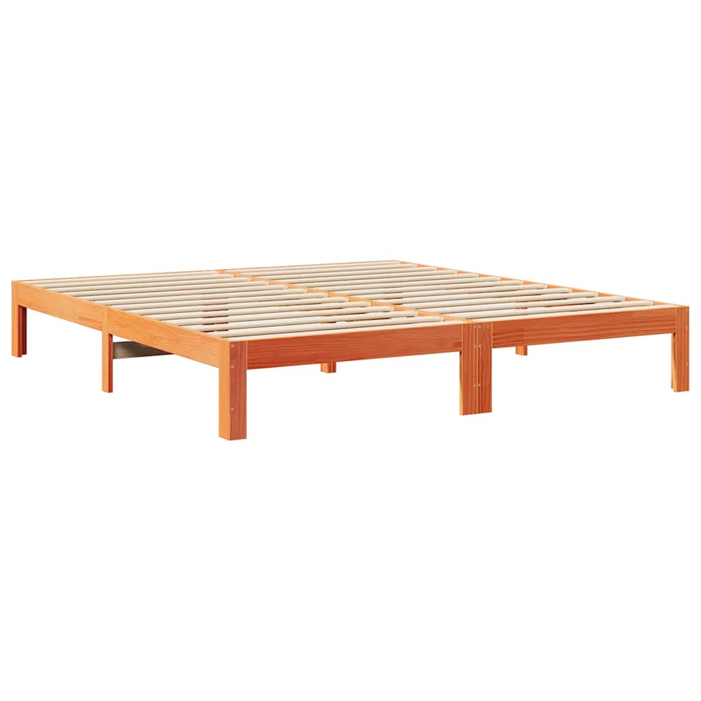 Bed Frame without Mattress Wax Brown 160x200 cm Solid Wood Pine