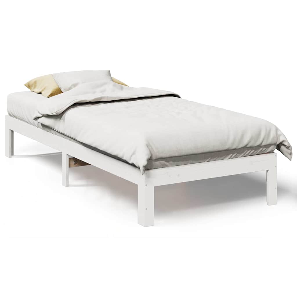 Bed Frame without Mattress White 90x200 cm Solid Wood Pine