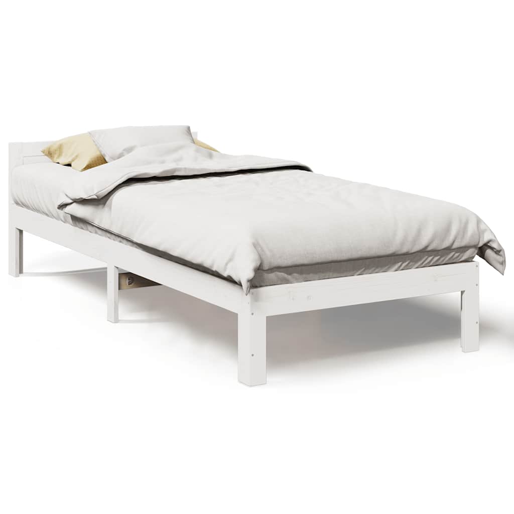 Bed Frame without Mattress White 80x200 cm Solid Wood Pine