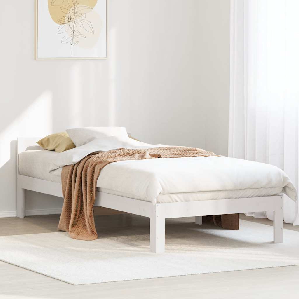 Bed Frame without Mattress White 80x200 cm Solid Wood Pine