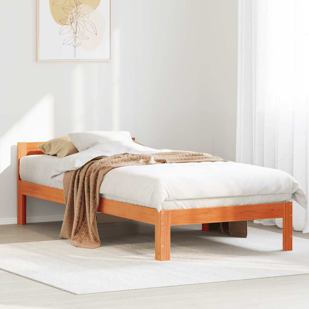Bed Frame without Mattress Wax Brown 80x200 cm Solid Wood Pine