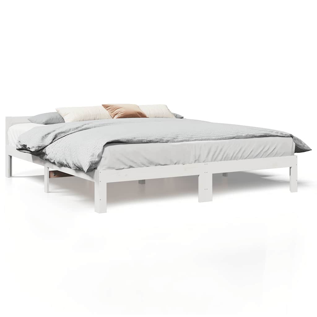 Bed Frame without Mattress White 160x200 cm Solid Wood Pine