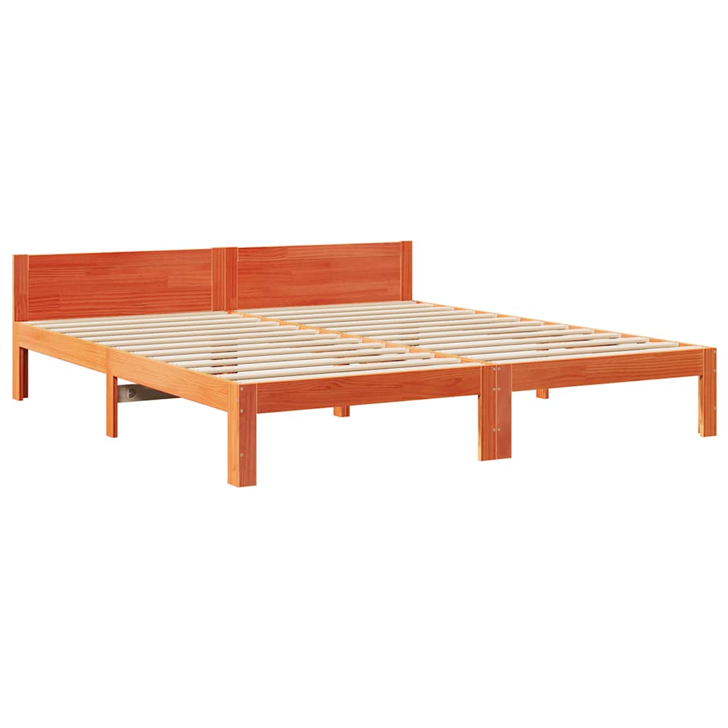Bed Frame without Mattress Wax Brown 160x200 cm Solid Wood Pine