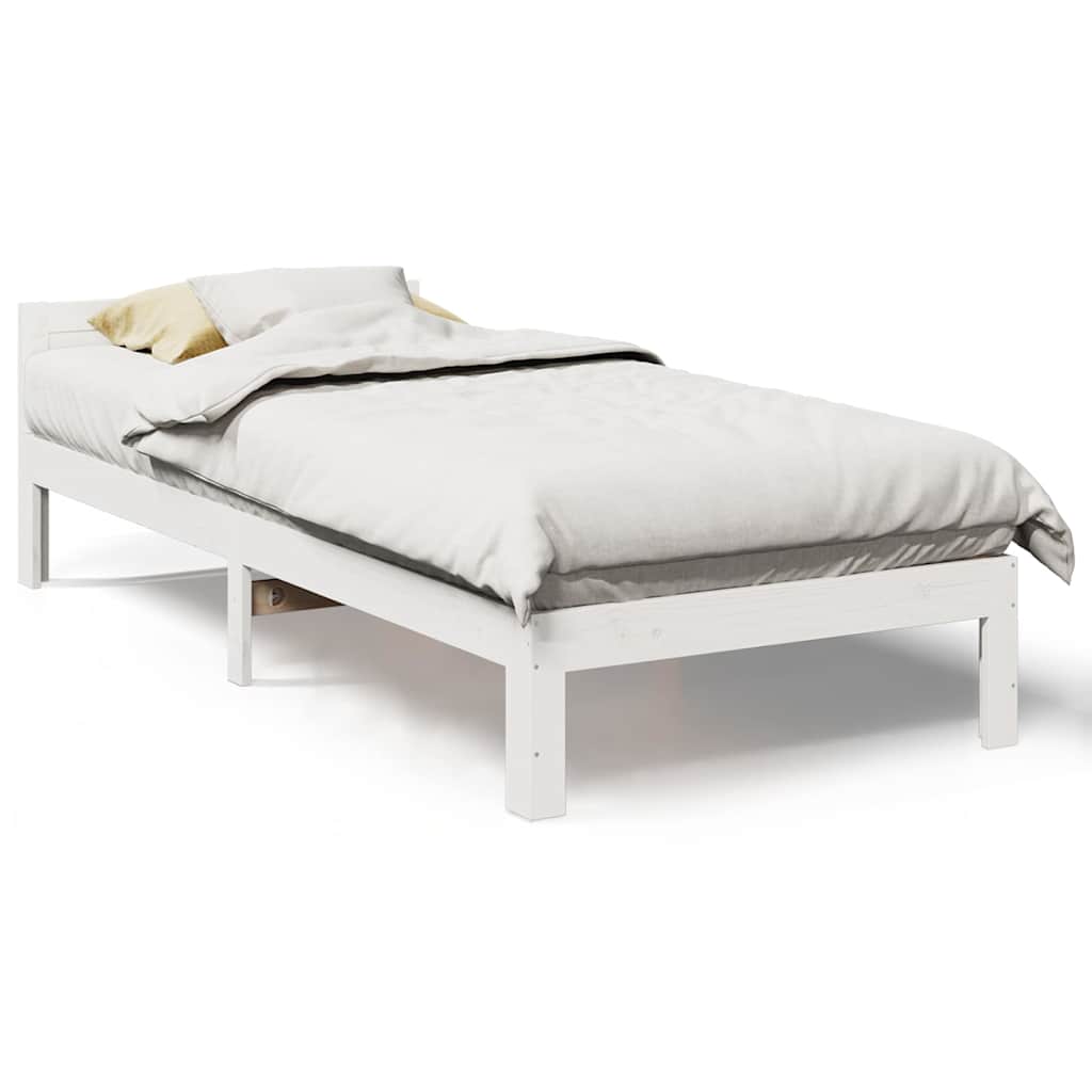 Bed Frame without Mattress White 90x200 cm Solid Wood Pine
