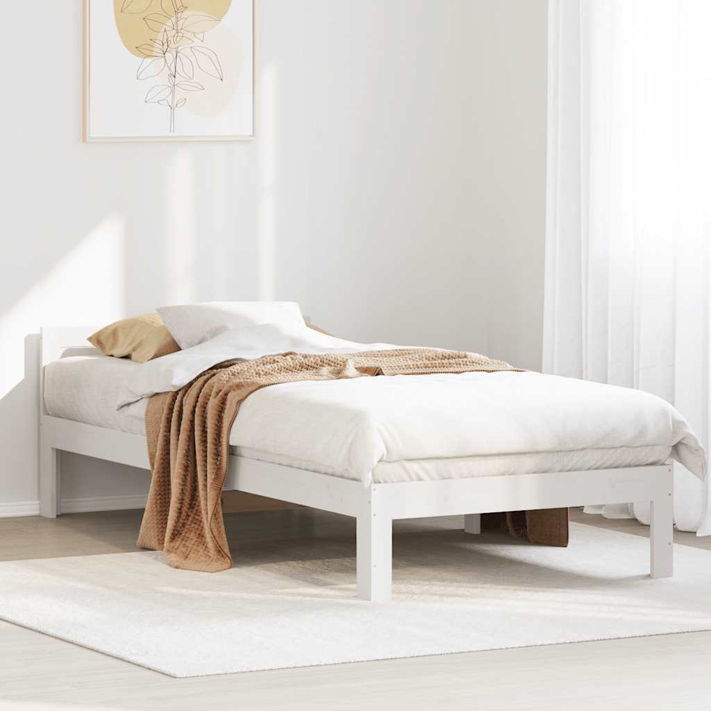 Bed Frame without Mattress White 90x200 cm Solid Wood Pine