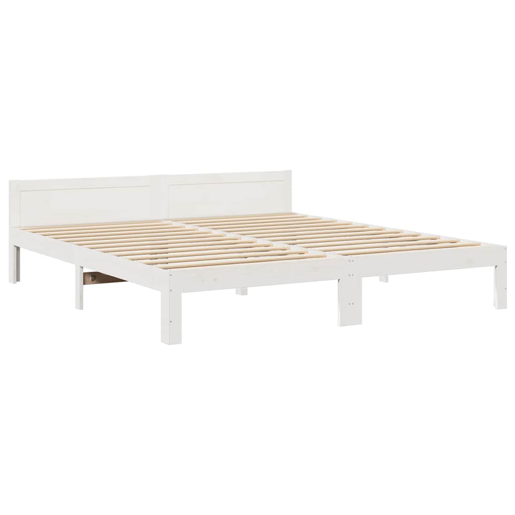 Bed Frame without Mattress White 180x200 cm Super King Solid Wood Pine