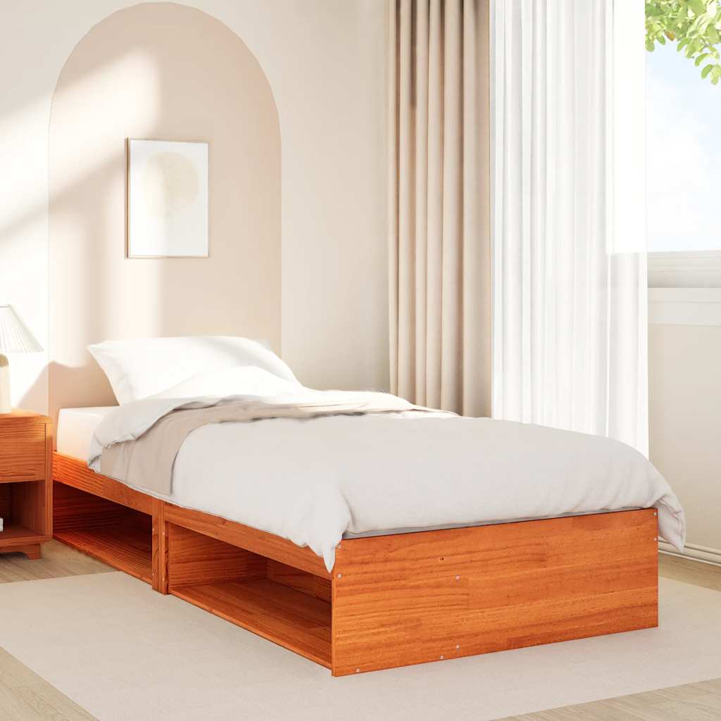 Day Bed without Mattress Wax Brown 90x200 cm Solid Wood Pine