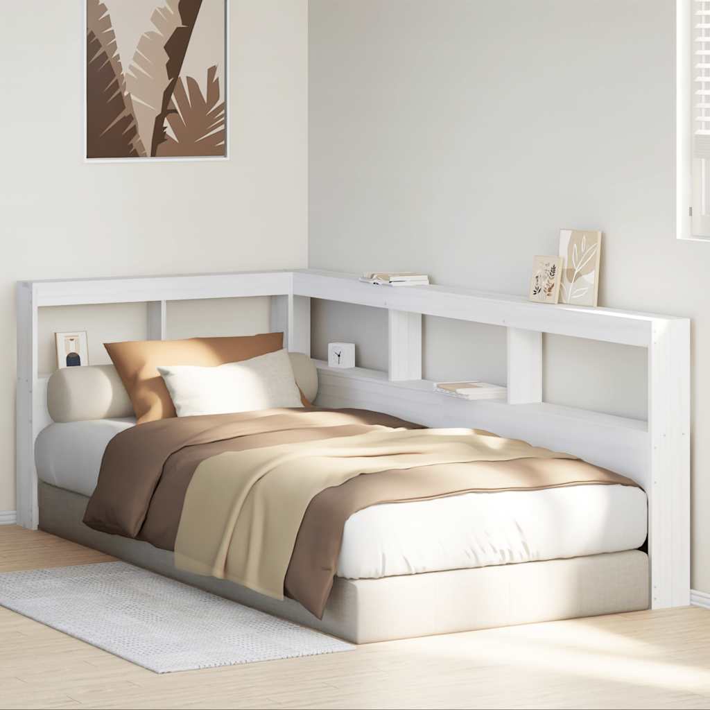 Bookcase Headboard L-Shaped White 80 cm Solid Wood Pine