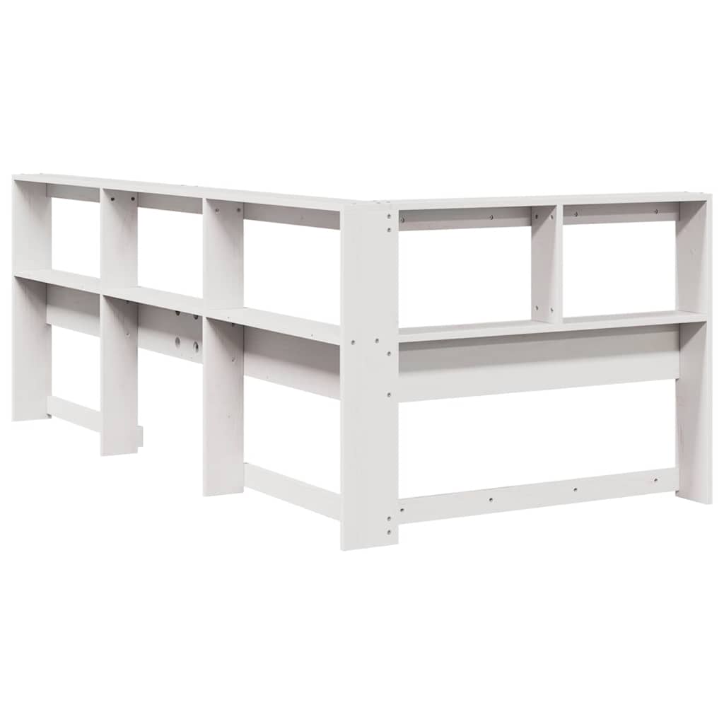 Bookcase Headboard L-Shaped White 80 cm Solid Wood Pine