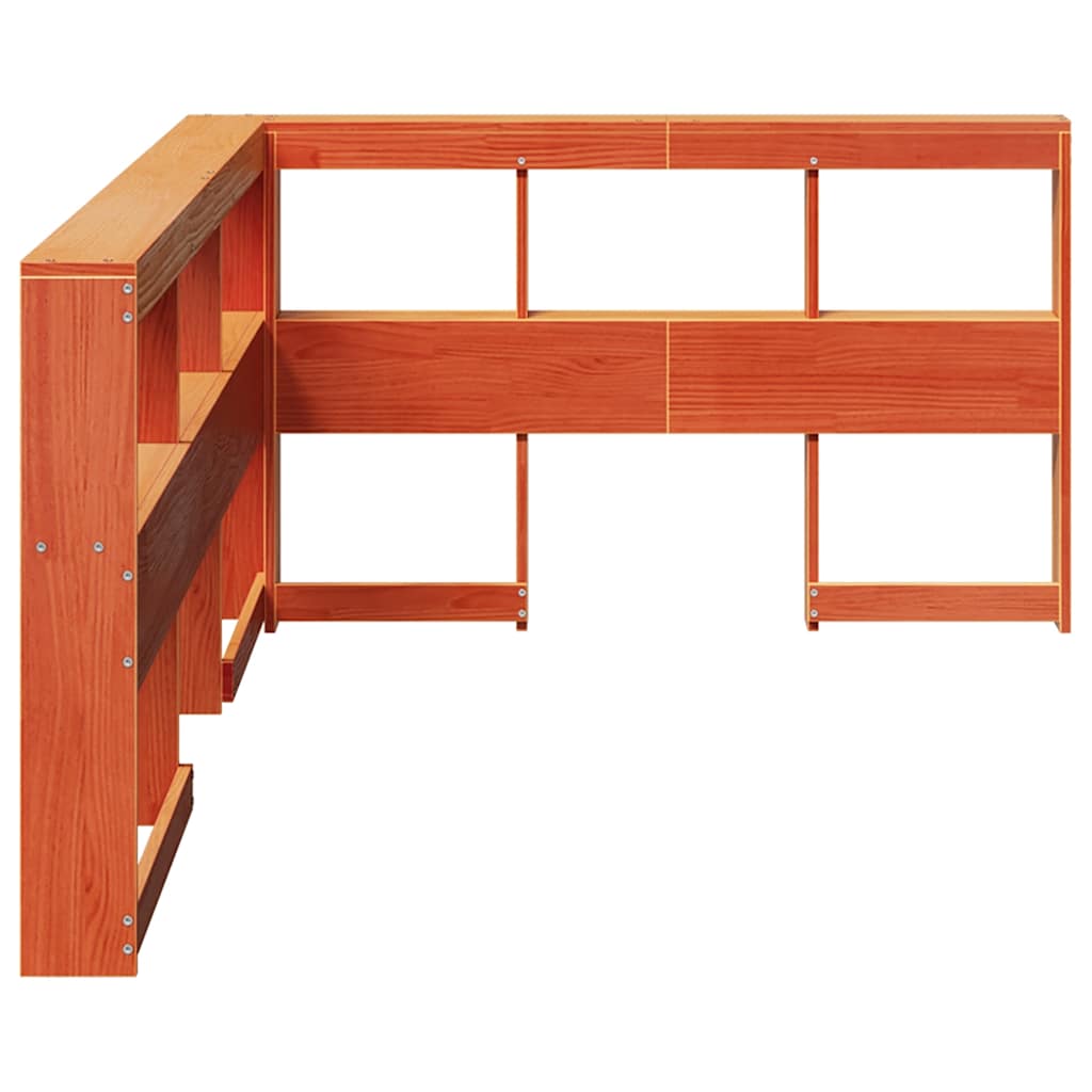 Bookcase Headboard L-Shaped Wax Brown 120 cm Solid Wood Pine