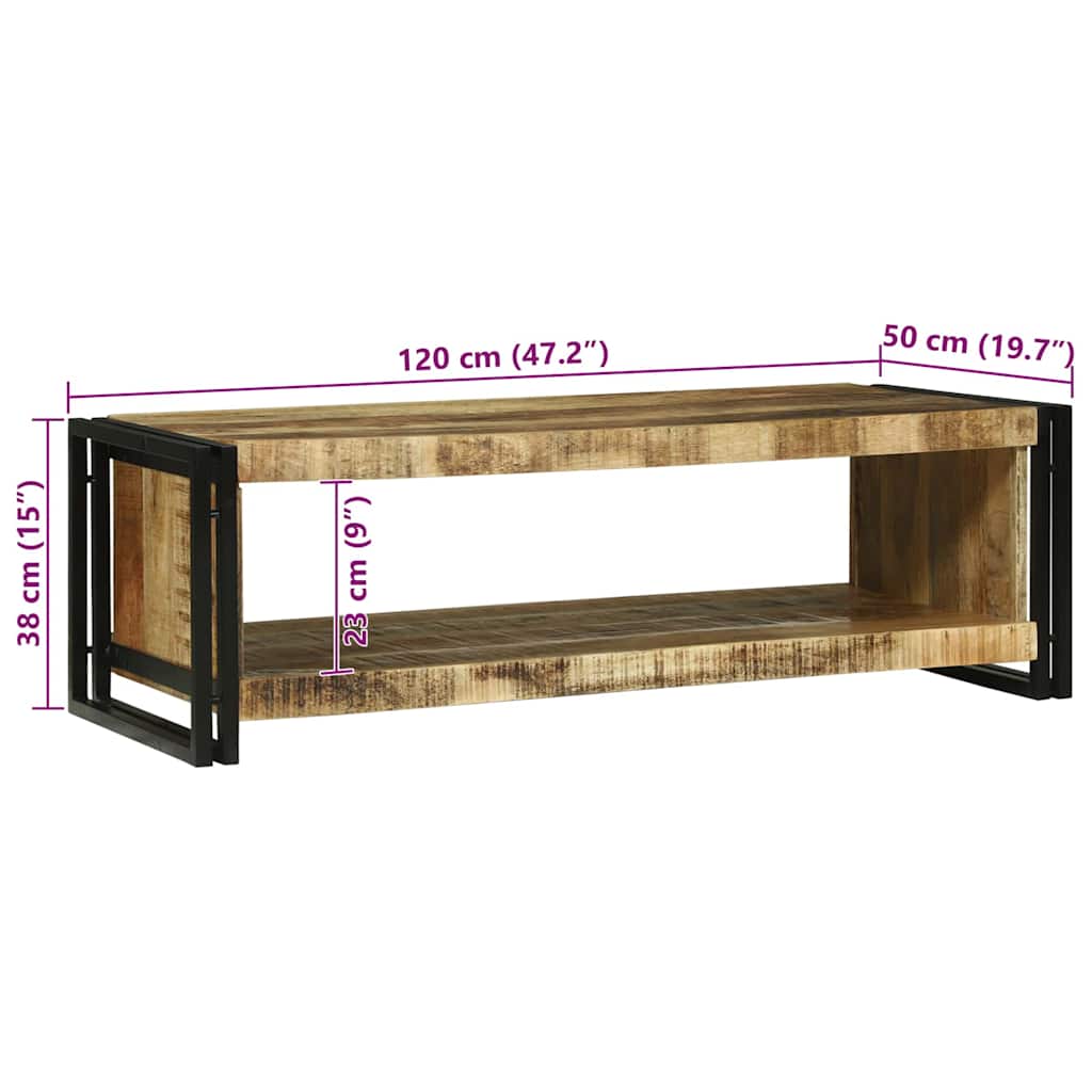 Coffee Table Brown 120 x 50 x 38 cm Solid rough mango wood