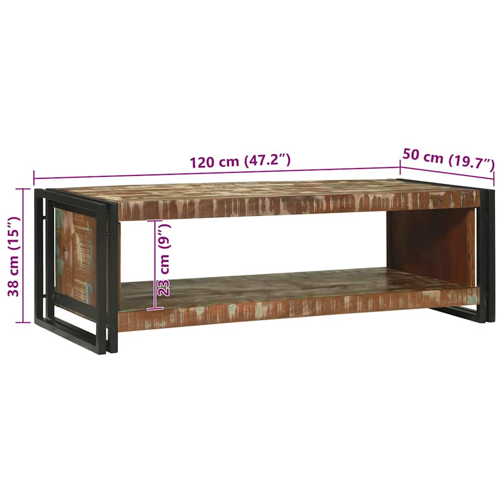 Coffee Table Brown 120 x 50 x 38 cm Solid reclaimed wood