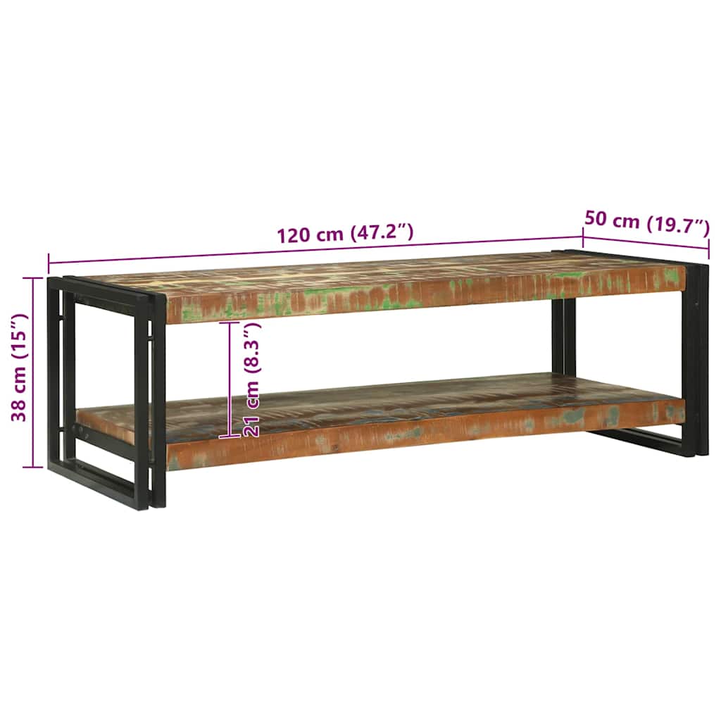 Coffee Table Multicolour 120 x 50 x 38 cm Solid reclaimed wood
