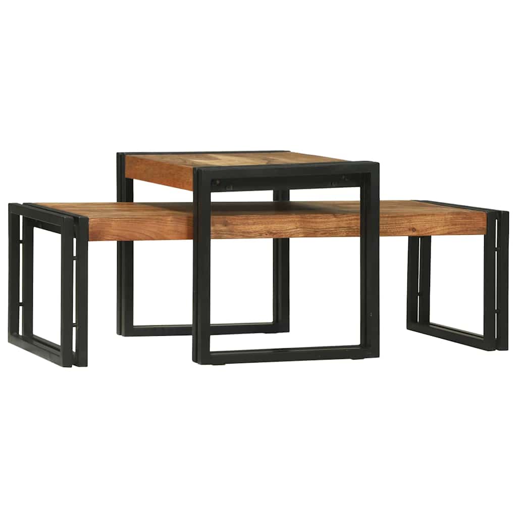 Coffee Table 2 pcs Brown 48 x 40 x 40 cm Solid acacia wood