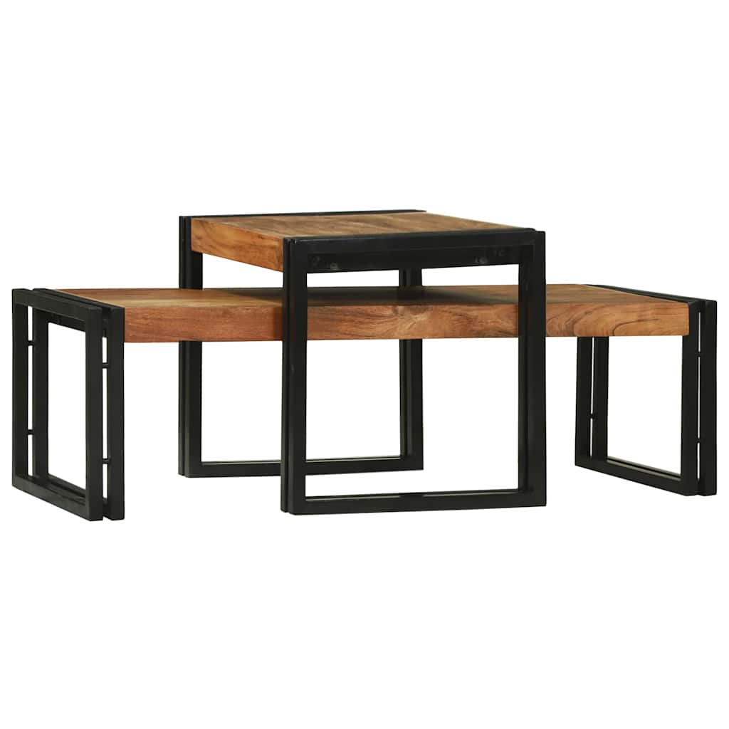 Coffee Table 2 pcs Brown 48 x 40 x 40 cm Solid acacia wood