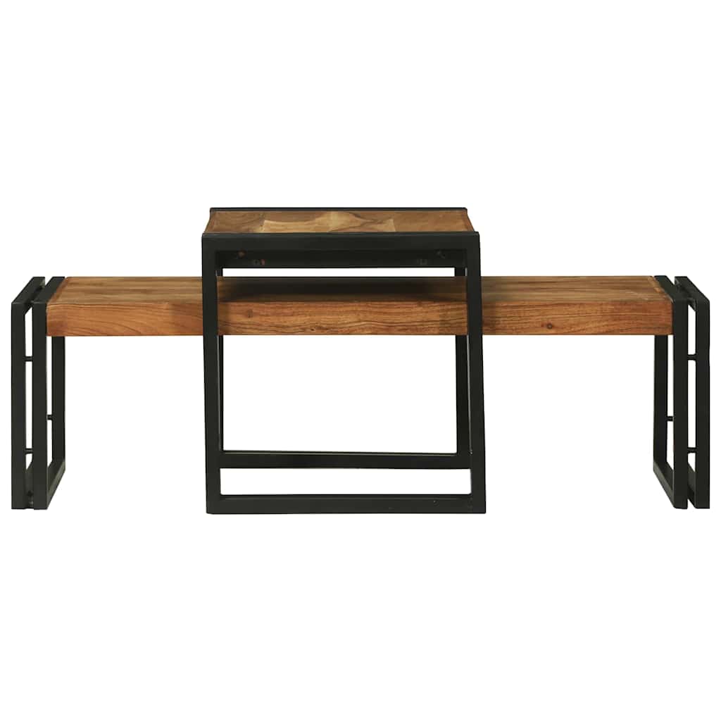 Coffee Table 2 pcs Brown 48 x 40 x 40 cm Solid acacia wood