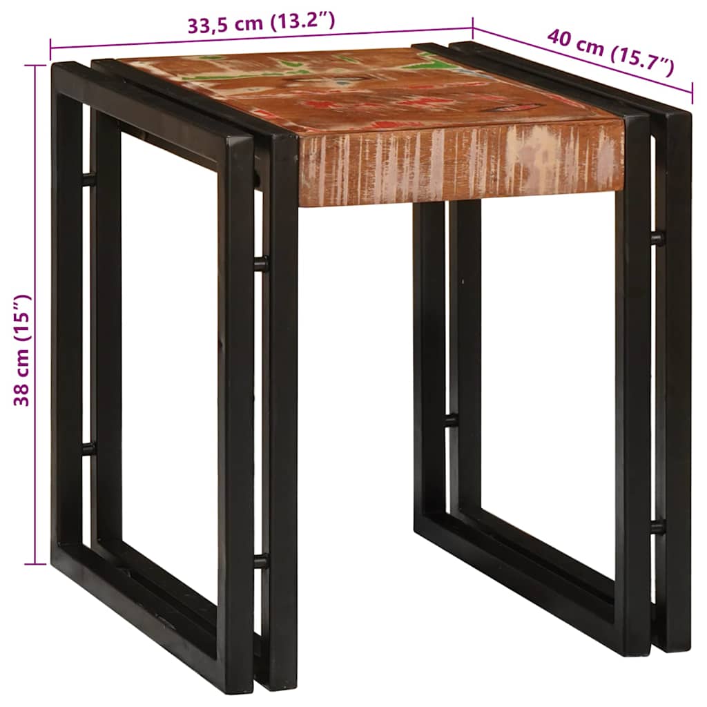 Nesting Table 3 pcs Brown and black Solid reclaimed wood