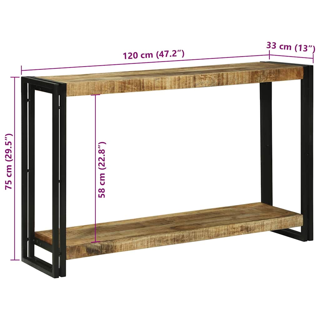 Console Table Brown 120 x 33 x 75 cm Solid rough mango wood