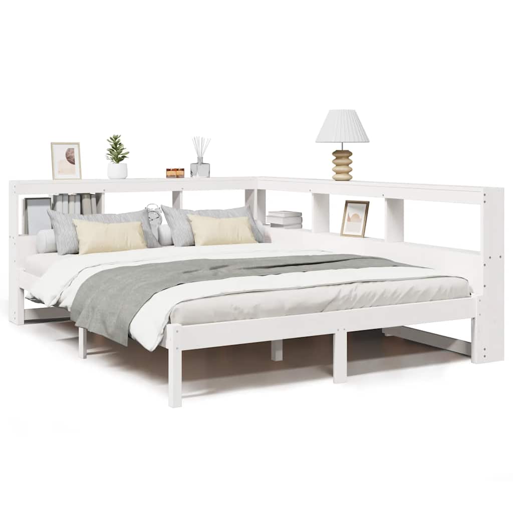 Bookcase Bed without Mattress White 150x200 cm Solid Wood Pine