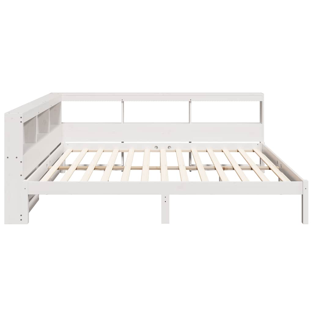 Bookcase Bed without Mattress White 150x200 cm Solid Wood Pine