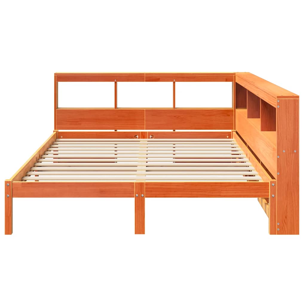 Bookcase Bed without Mattress Wax Brown 140x200 cm Solid Wood Pine