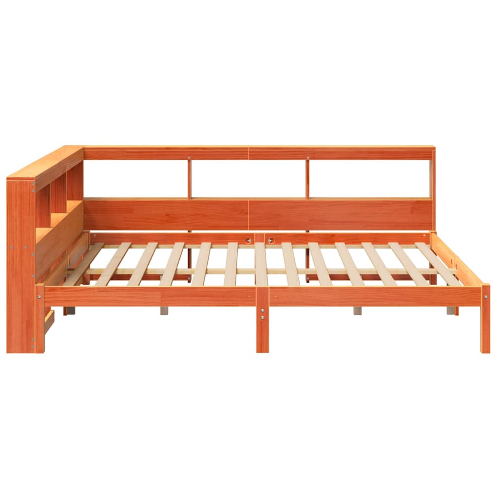 Bookcase Bed without Mattress Wax Brown 140x200 cm Solid Wood Pine